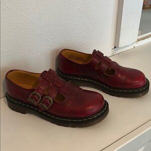 Oxblood Leather Double Buckle Mary Janes